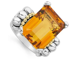 Extra Large Emerald-Cut Citrine Ring