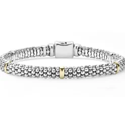 Five Gold Station Caviar Bracelet | 6mm