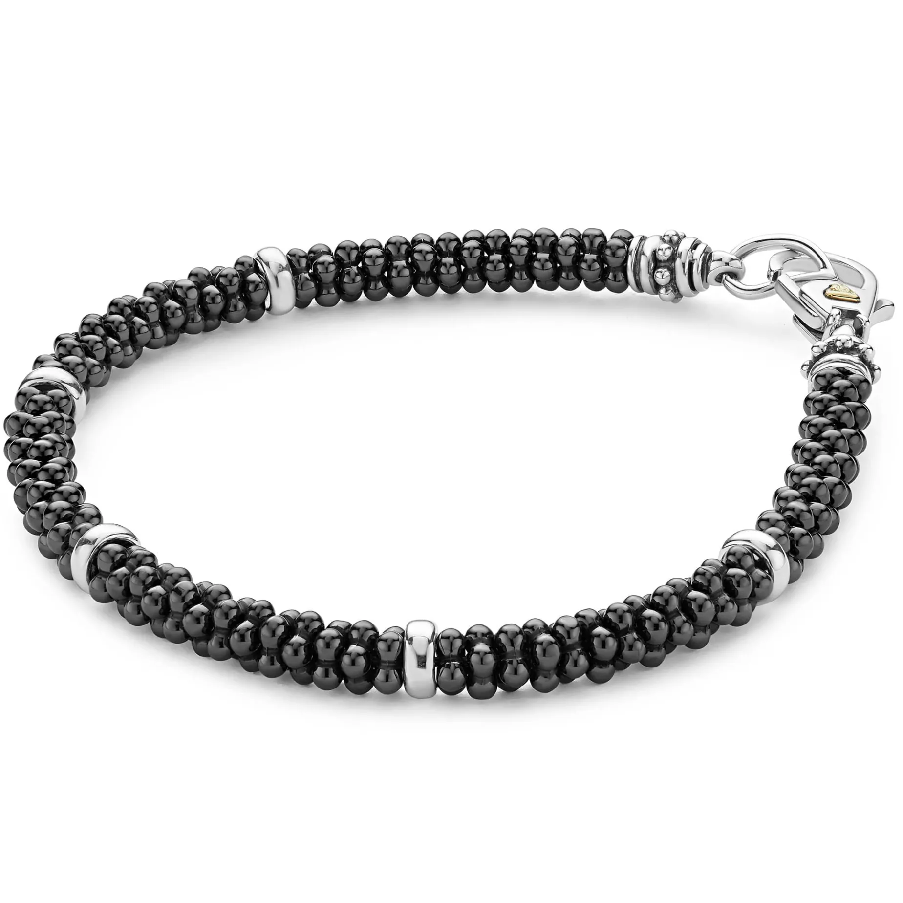 Five Silver Station Ceramic Bracelet | 5mm