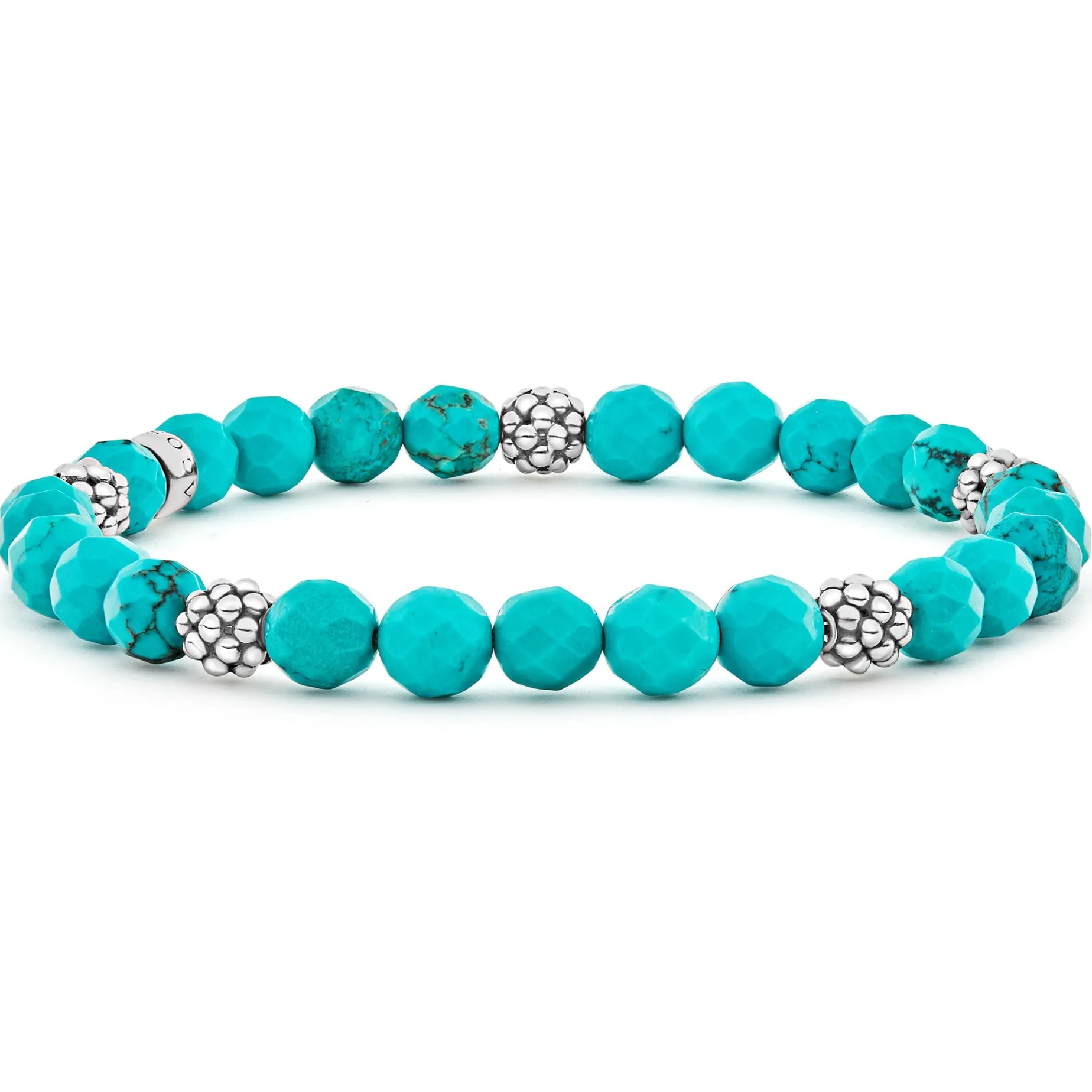Five Station Silver Turquoise Bead Bracelet