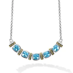 Five Station Swiss Blue Topaz Necklace