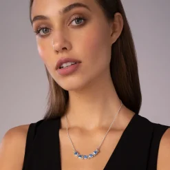 Five Station Swiss Blue Topaz Necklace