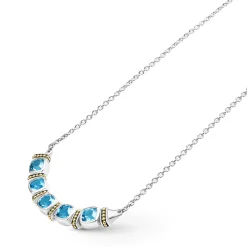 Five Station Swiss Blue Topaz Necklace