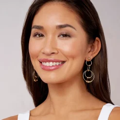 Four Circle Bead Drop Earrings