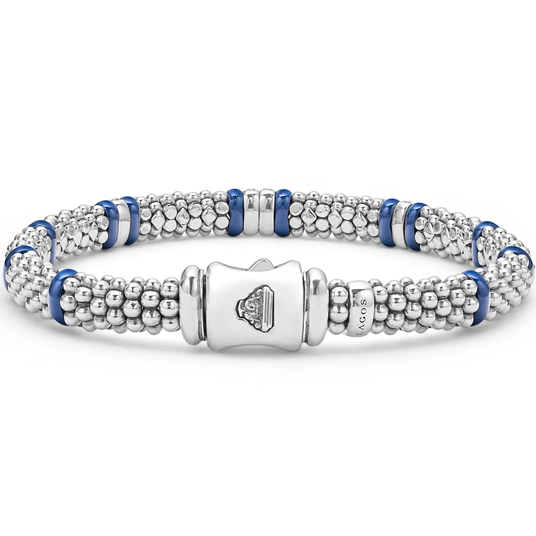 Four Station Diamond Caviar Bracelet | 6mm