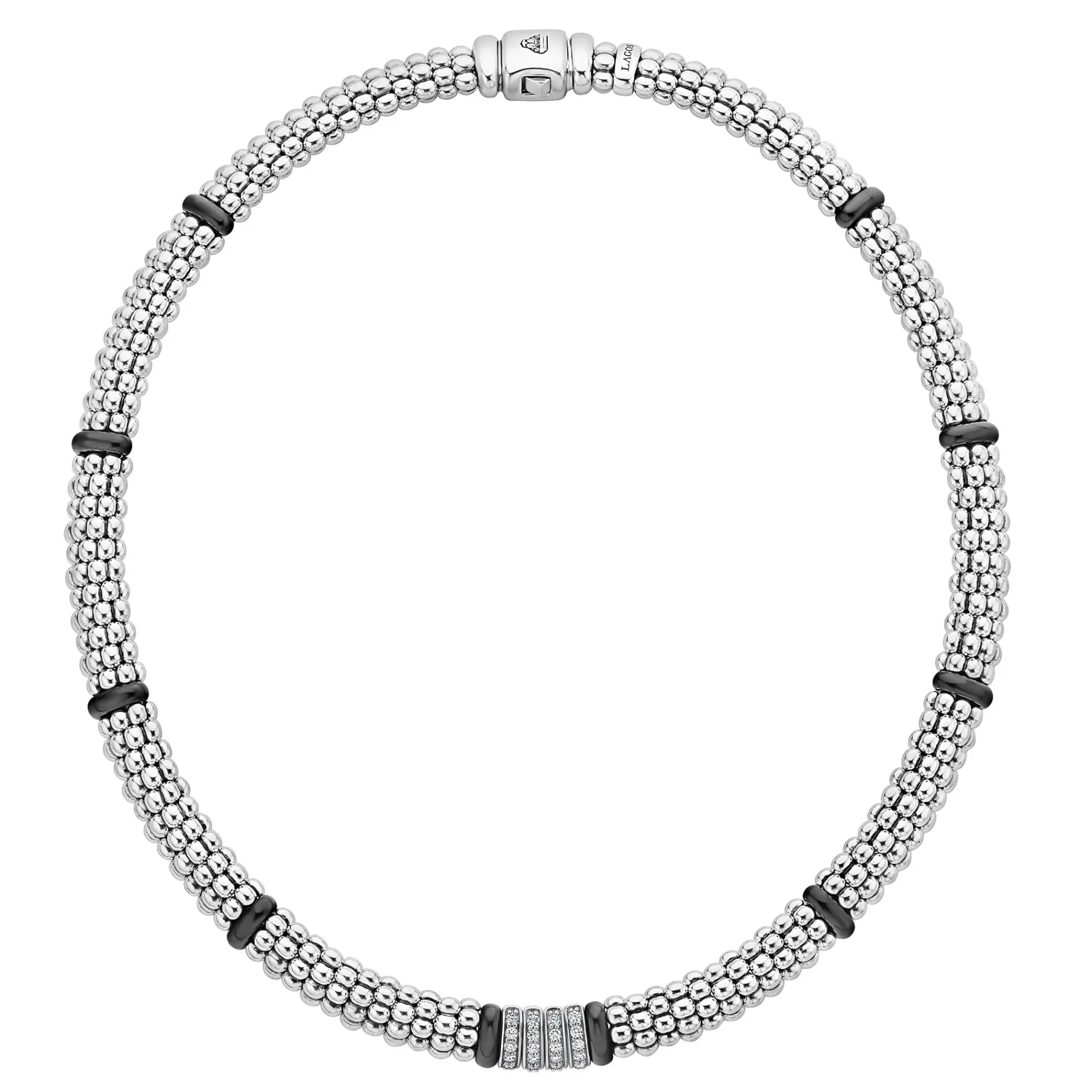 Four Station Diamond Caviar Necklace