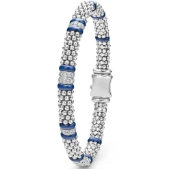 Four Station Diamond Caviar Bracelet | 6mm