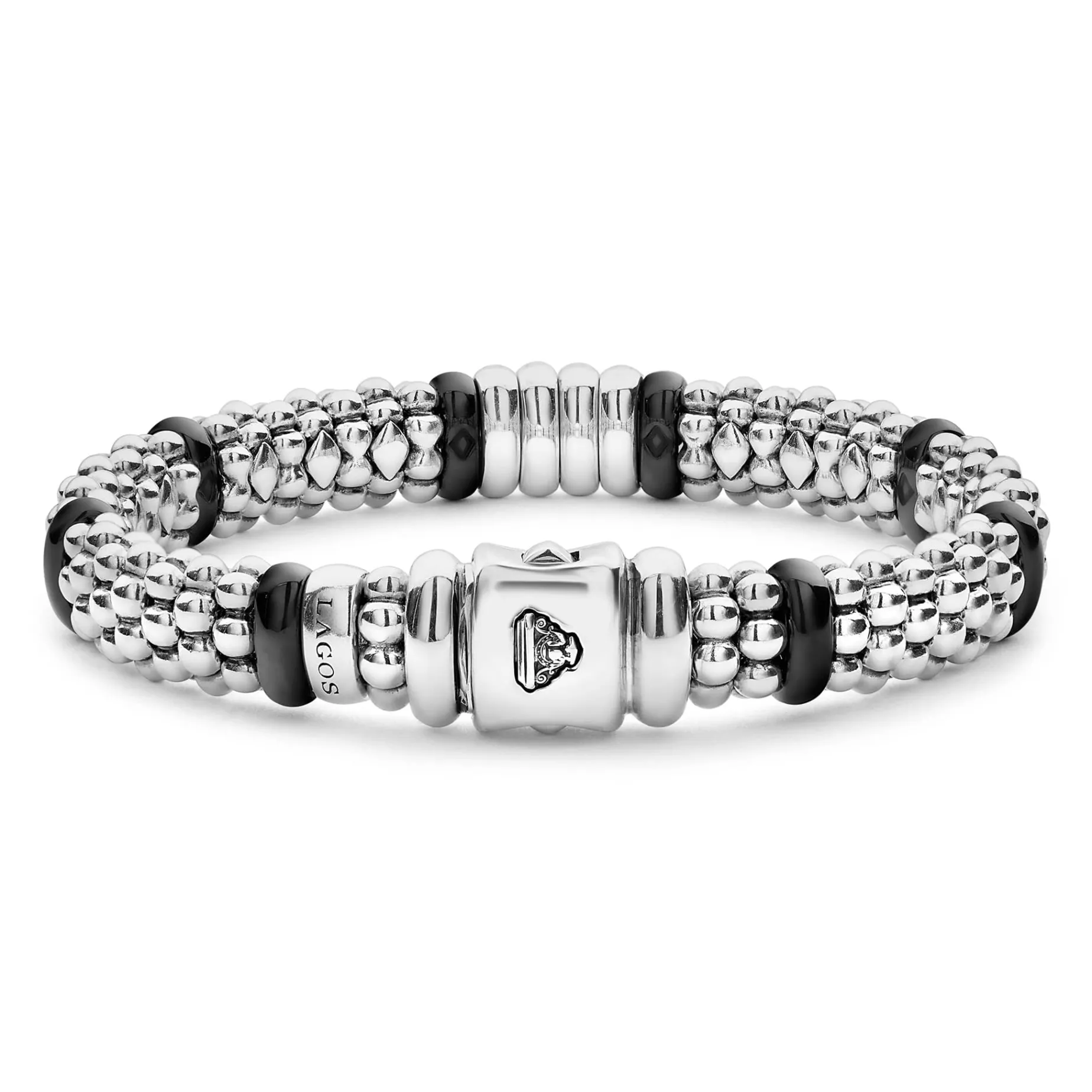 Four Station Diamond Caviar Bracelet | 9mm