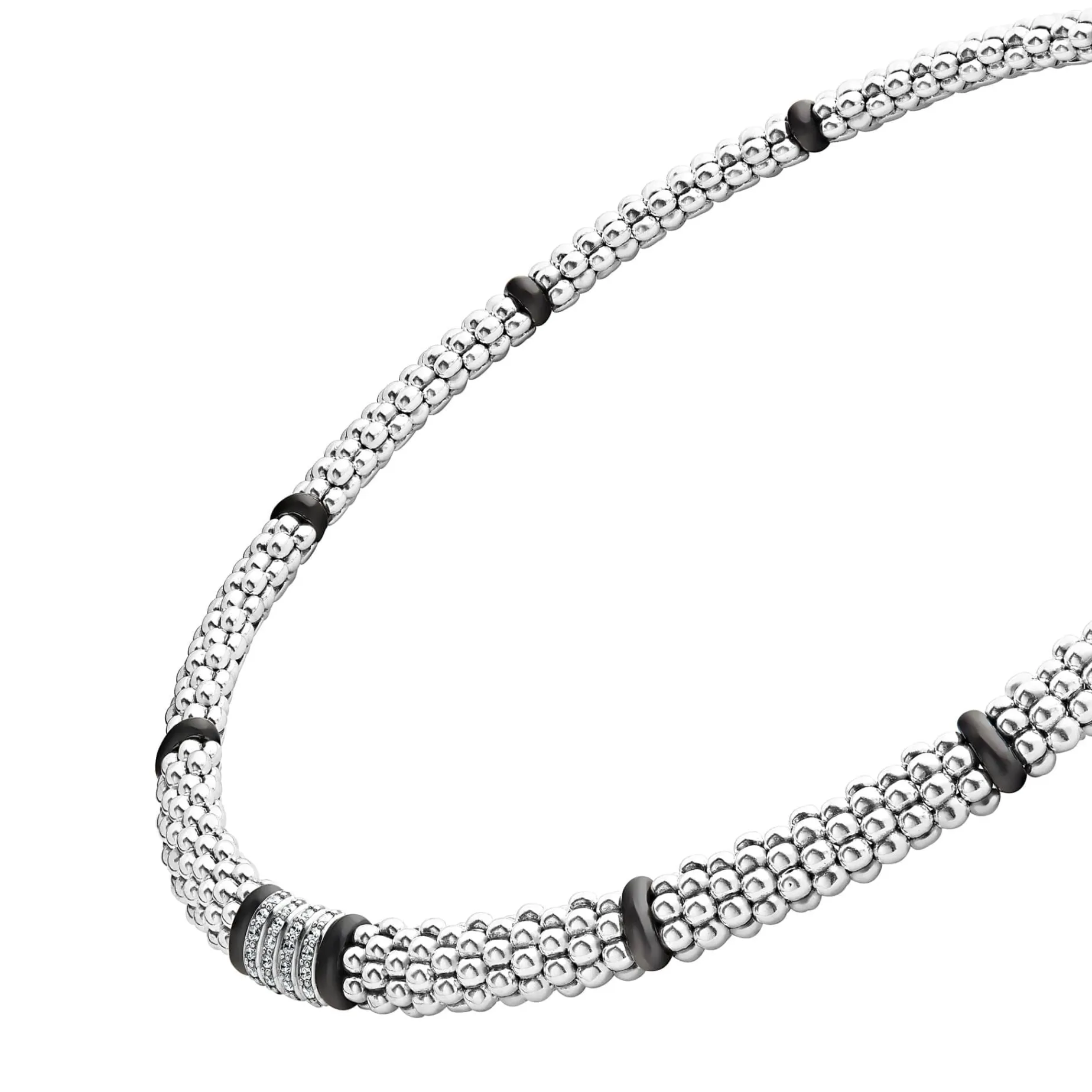 Four Station Diamond Caviar Necklace