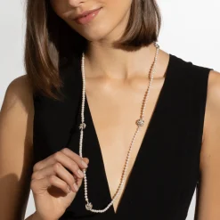 Four Station Love Knot Pearl Necklace