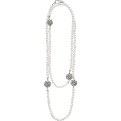 Four Station Love Knot Pearl Necklace