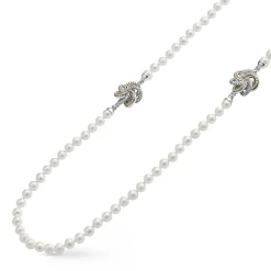 Four Station Love Knot Pearl Necklace