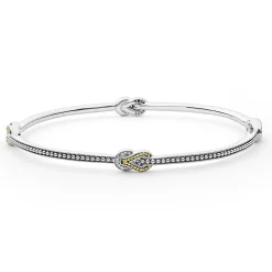 Four Station Two-Tone Knot Diamond Bangle Bracelet