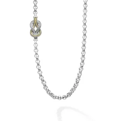 Four Station Two-Tone Knot Necklace