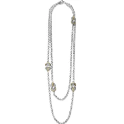 Four Station Two-Tone Knot Necklace