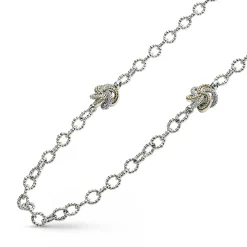 Four Station Two-Tone Love Knot Necklace