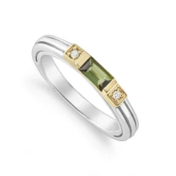 Green Tourmaline and Diamond Stacking Ring