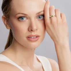 Green Tourmaline and Diamond Stacking Ring