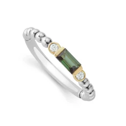 Green Tourmaline Stacking Ring with Diamonds