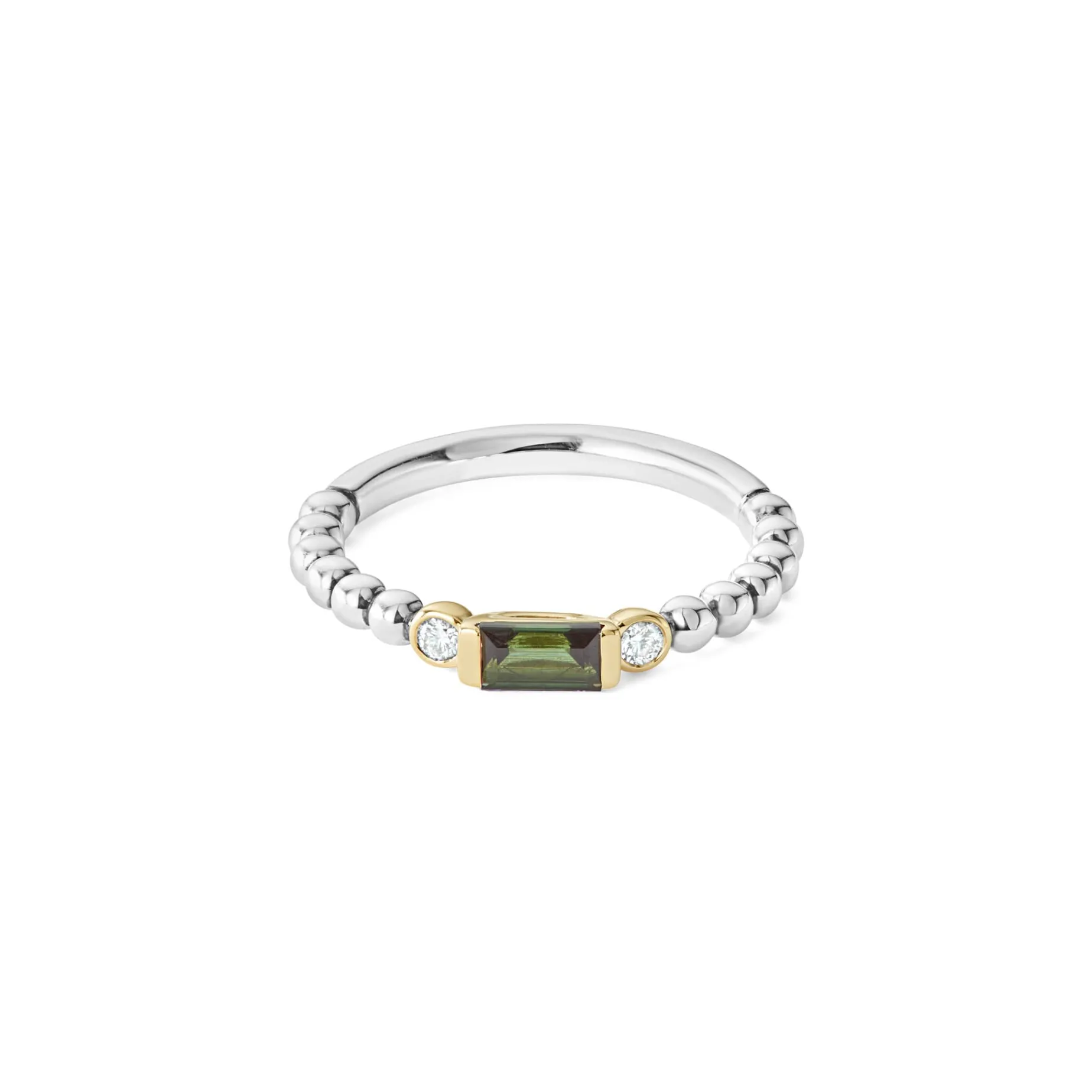 Green Tourmaline Stacking Ring with Diamonds