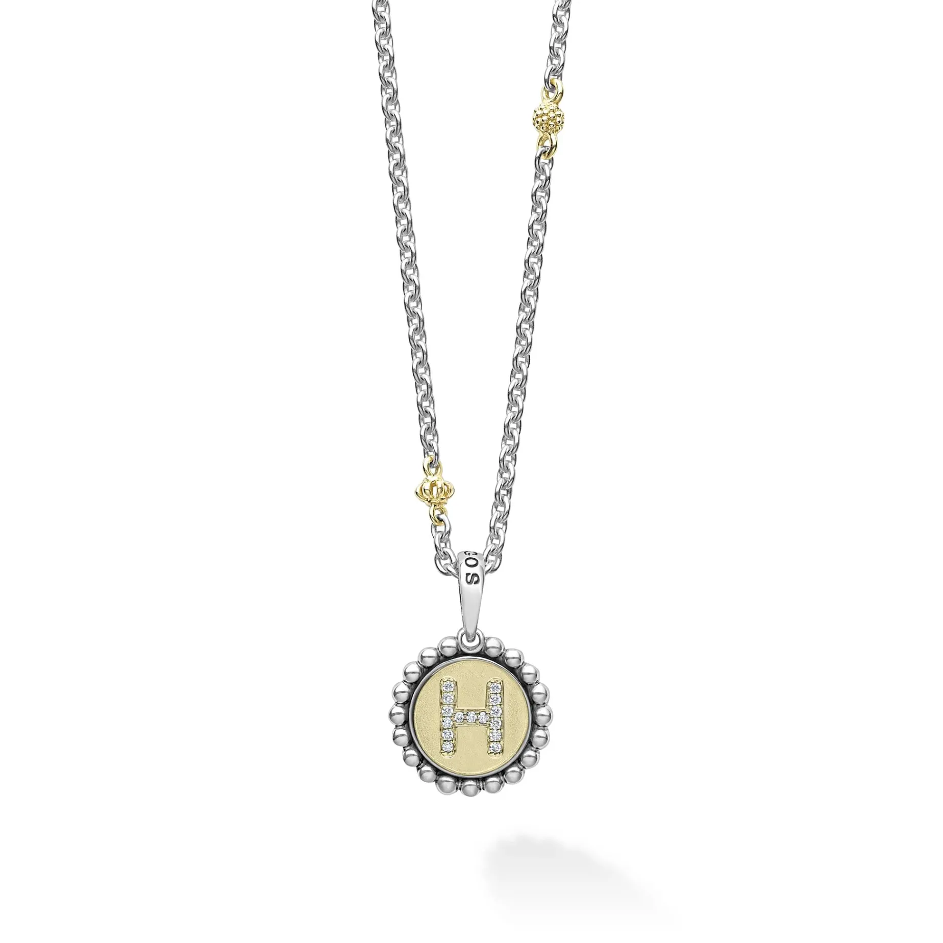 H Initial Diamond Charm Necklace