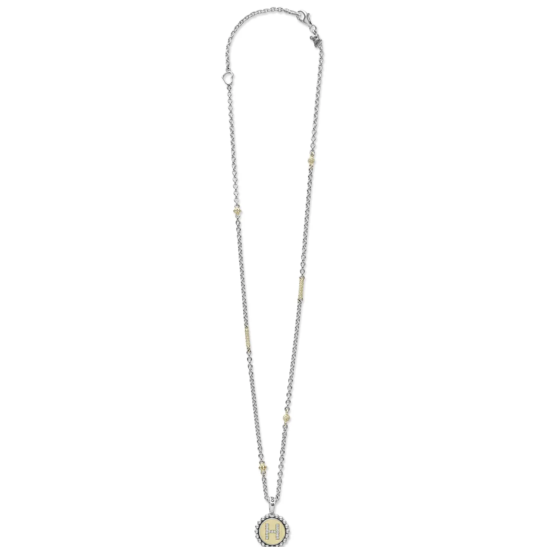 H Initial Diamond Charm Necklace