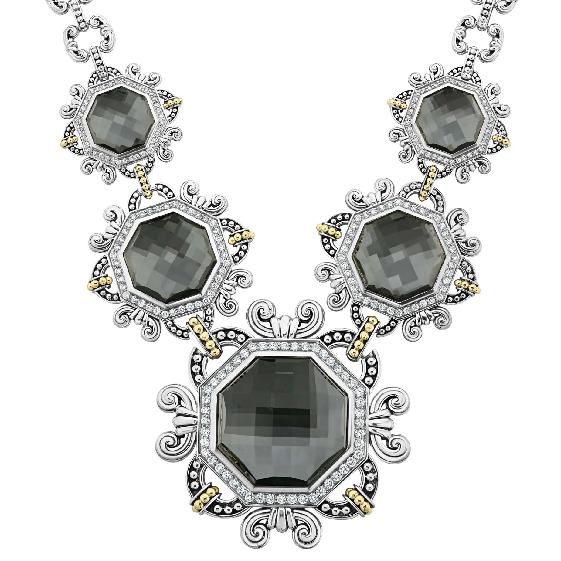 Hematite and Diamond Statement Necklace