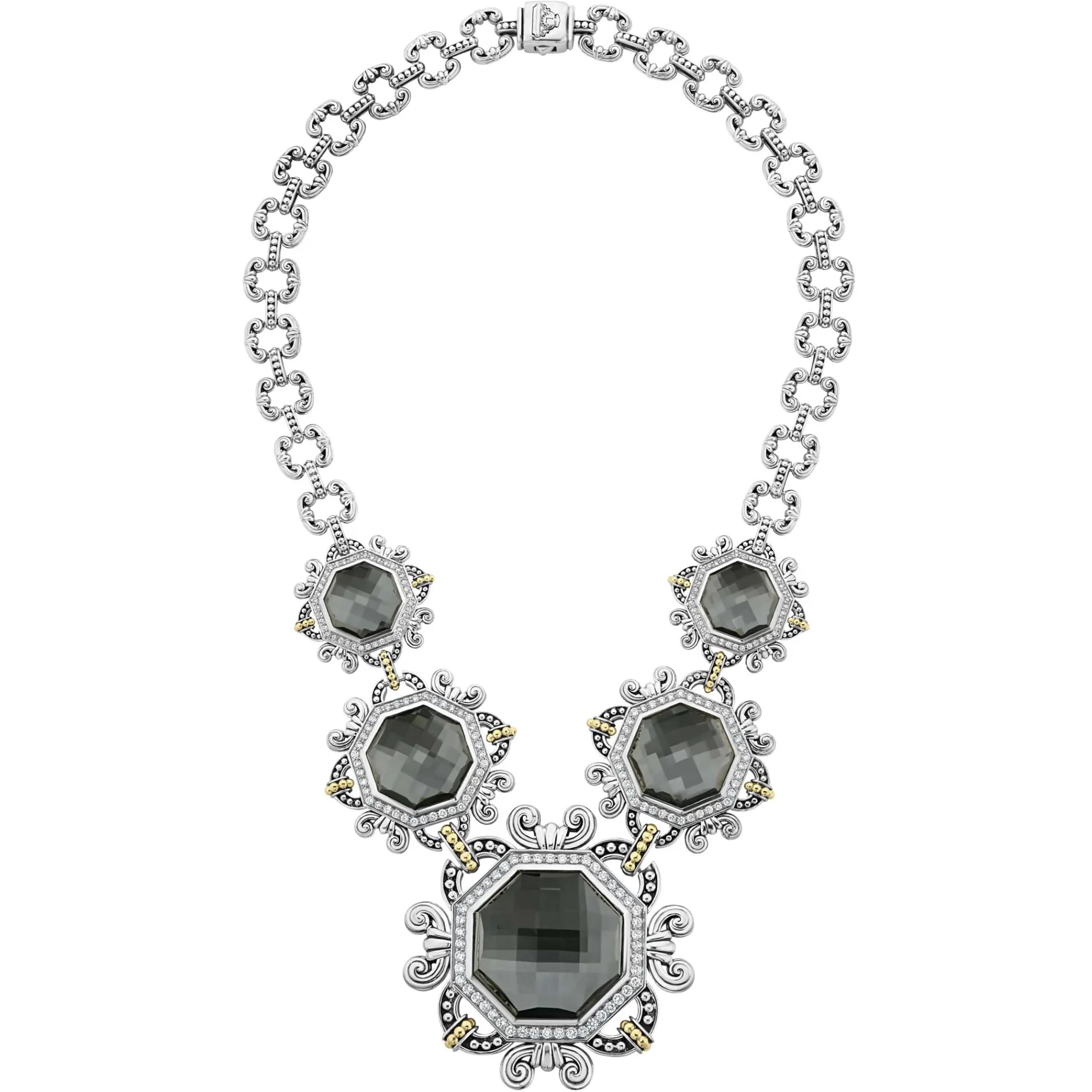 Hematite and Diamond Statement Necklace