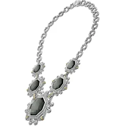 Hematite and Diamond Statement Necklace