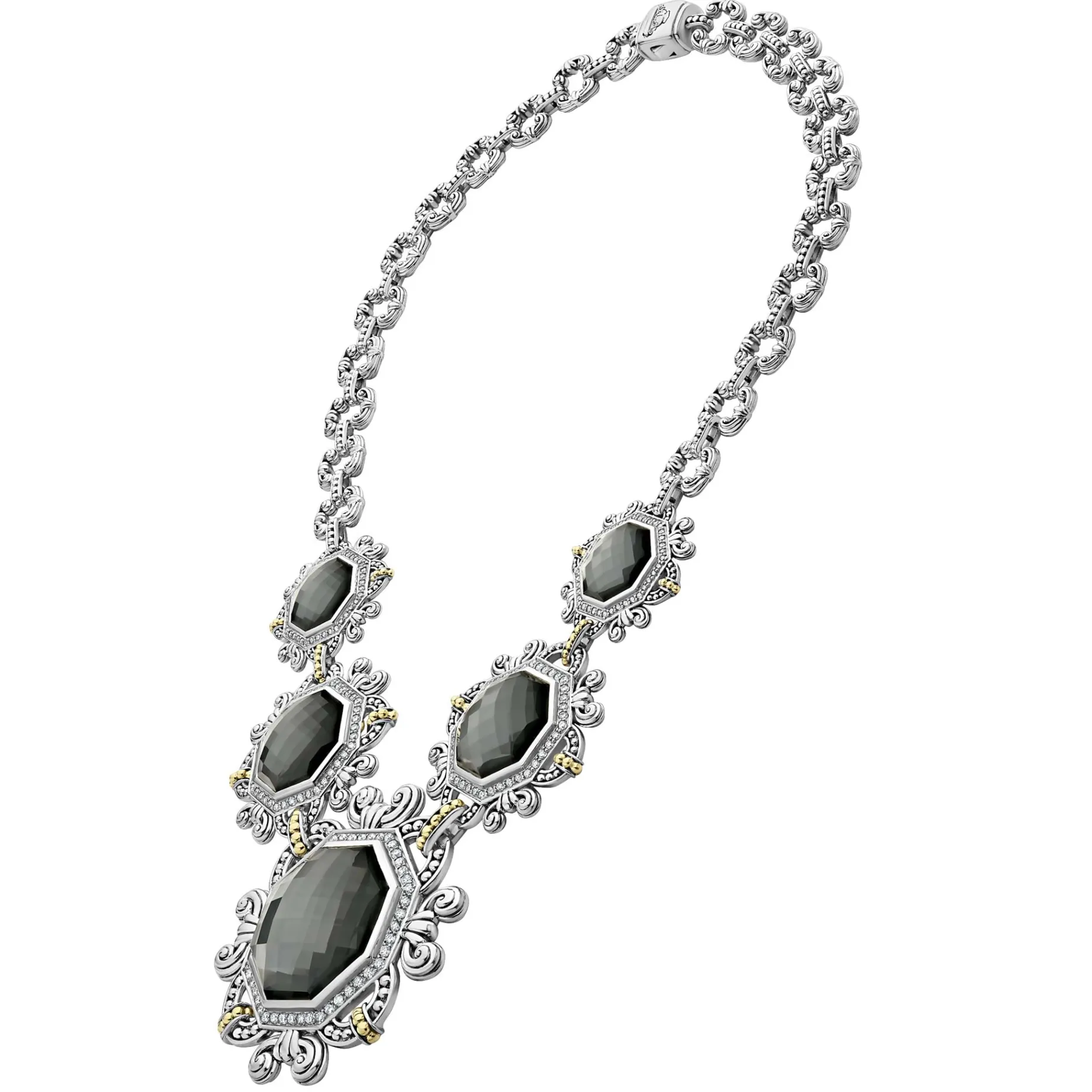 Hematite and Diamond Statement Necklace
