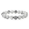 Howlite Silver Station Bead Bracelet