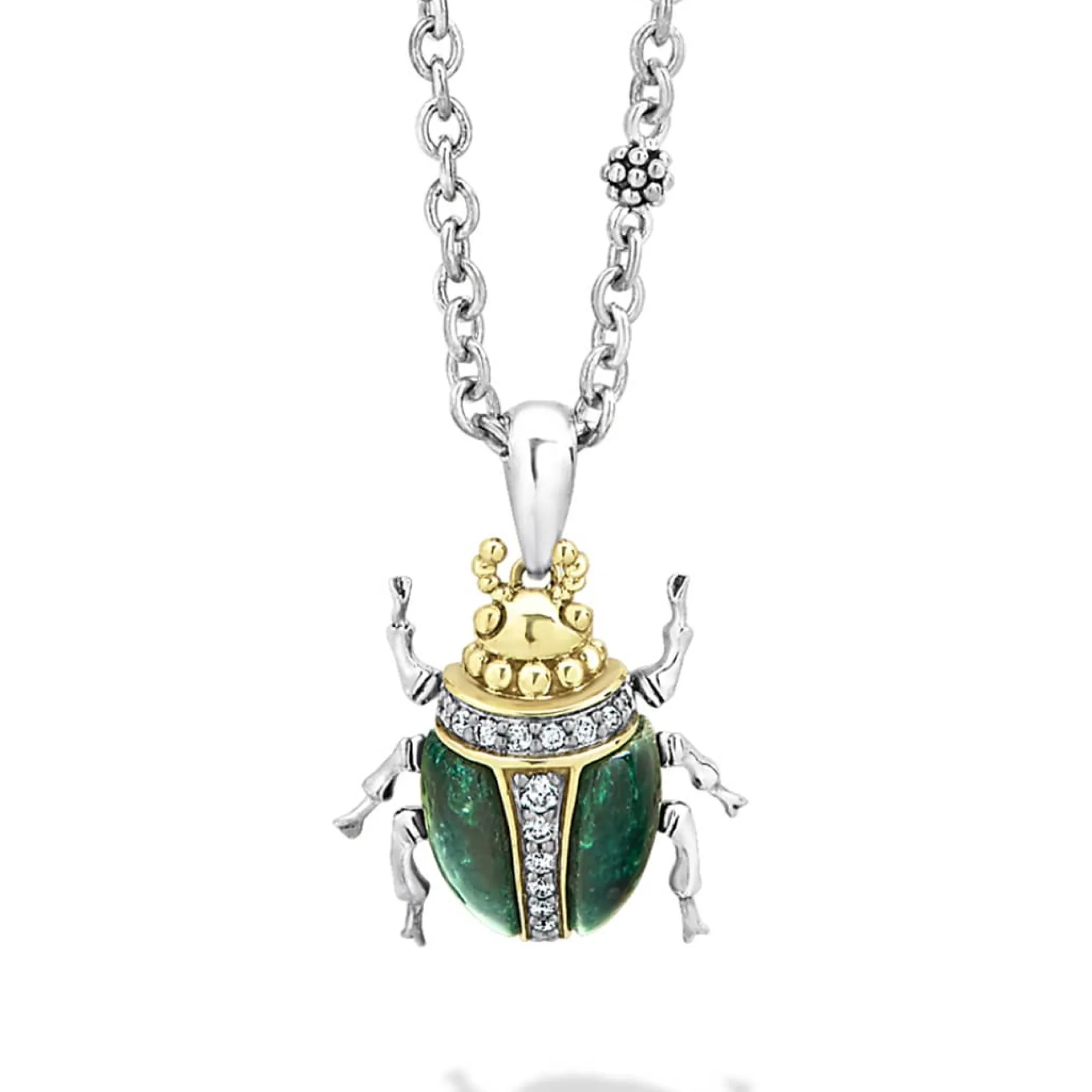 Jade Beetle Diamond Pendant Necklace