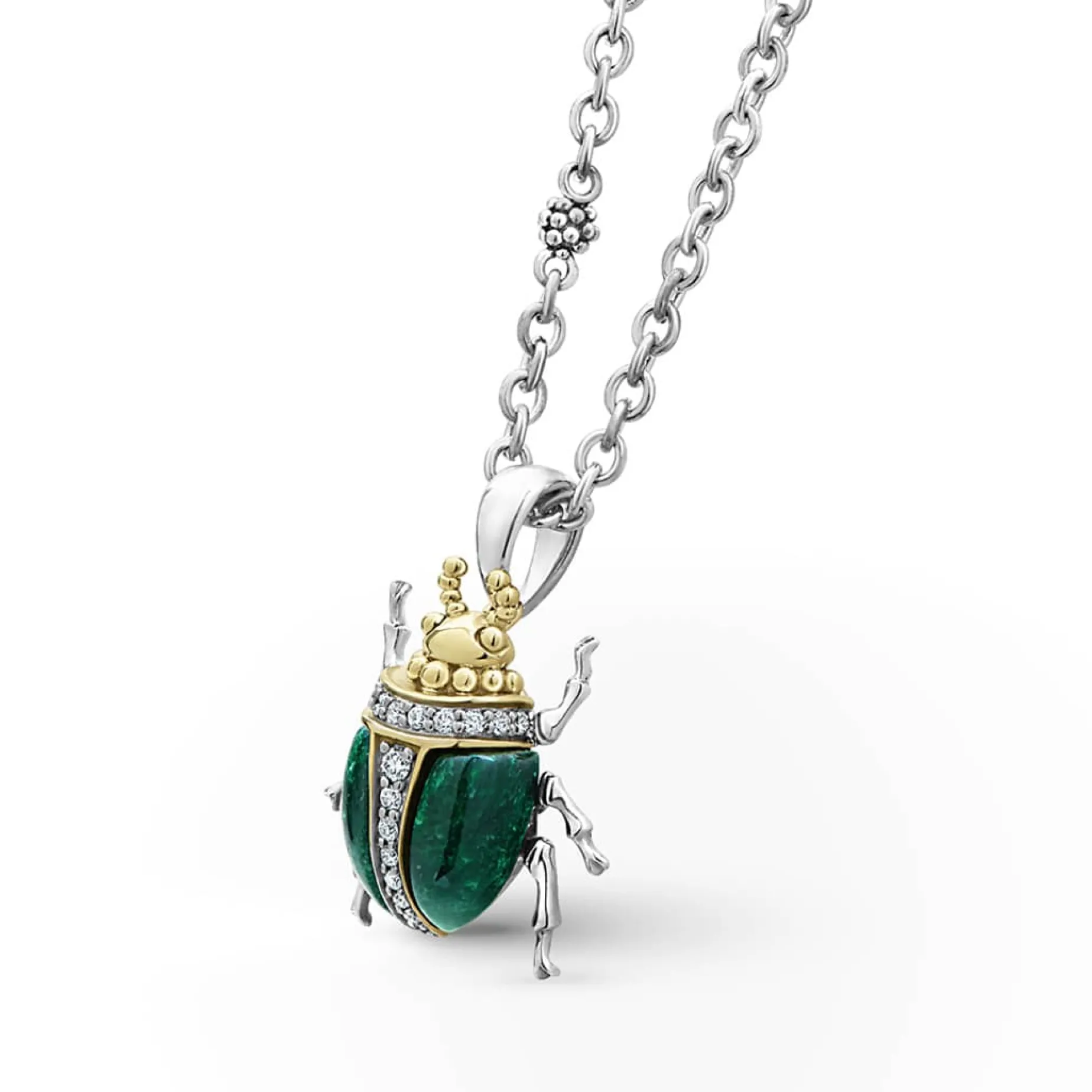 Jade Beetle Diamond Pendant Necklace
