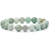 Jade Silver Station Bead Bracelet