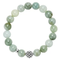 Jade Silver Station Bead Bracelet