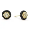 18K Gold and Black Ceramic Diamond Stud Earrings