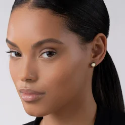 18K Gold and Black Ceramic Diamond Stud Earrings