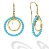 18K Gold and Blue Ceramic Circle Drop Earrings