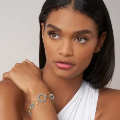 18K Gold and Blue Ceramic Link Bracelet