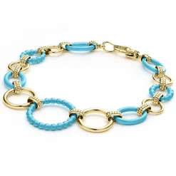 18K Gold and Blue Ceramic Link Bracelet