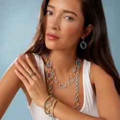 18K Gold and Blue Ceramic Link Bracelet