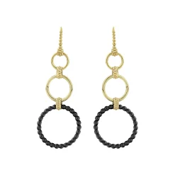 18K Gold and Ceramic Circle Drop Earrings