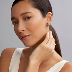 18K Gold and Ceramic Stud Earrings