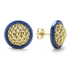 18K Gold and Ceramic Stud Earrings