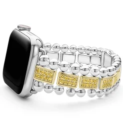 18K Gold and Sterling Silver Yellow Sapphire Watch Bracelet-38-45mm
