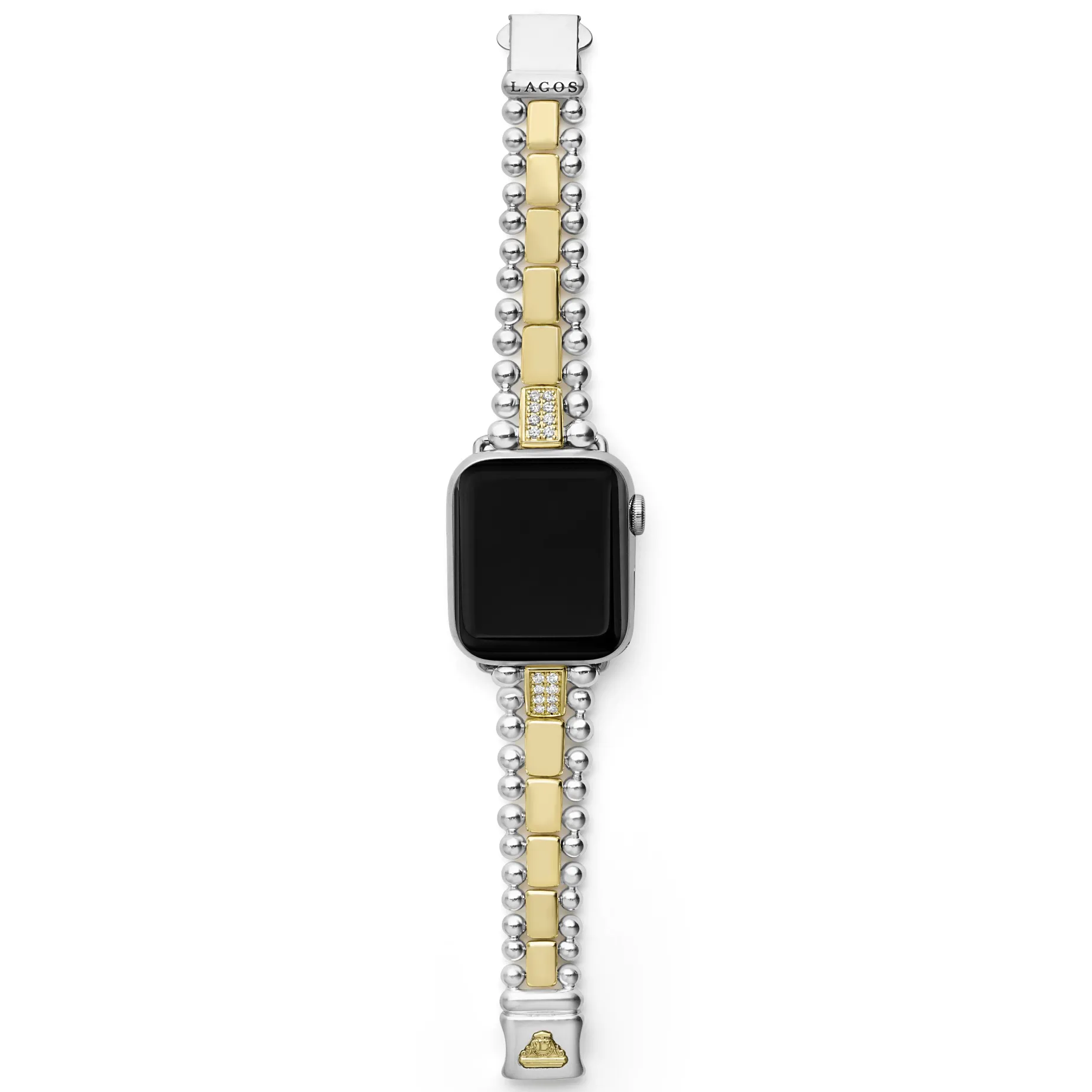 18K Gold and Sterling Silver Single Diamond Watch Bracelet-38-45mm