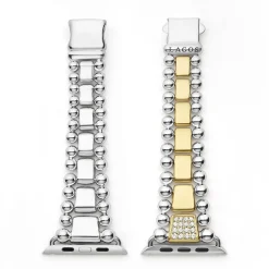 18K Gold and Sterling Silver Single Diamond Watch Bracelet-42-49mm