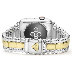 18K Gold and Sterling Silver Single Diamond Watch Bracelet-42-49mm