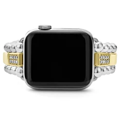 18K Gold and Sterling Silver Single Diamond Watch Bracelet-38-45mm