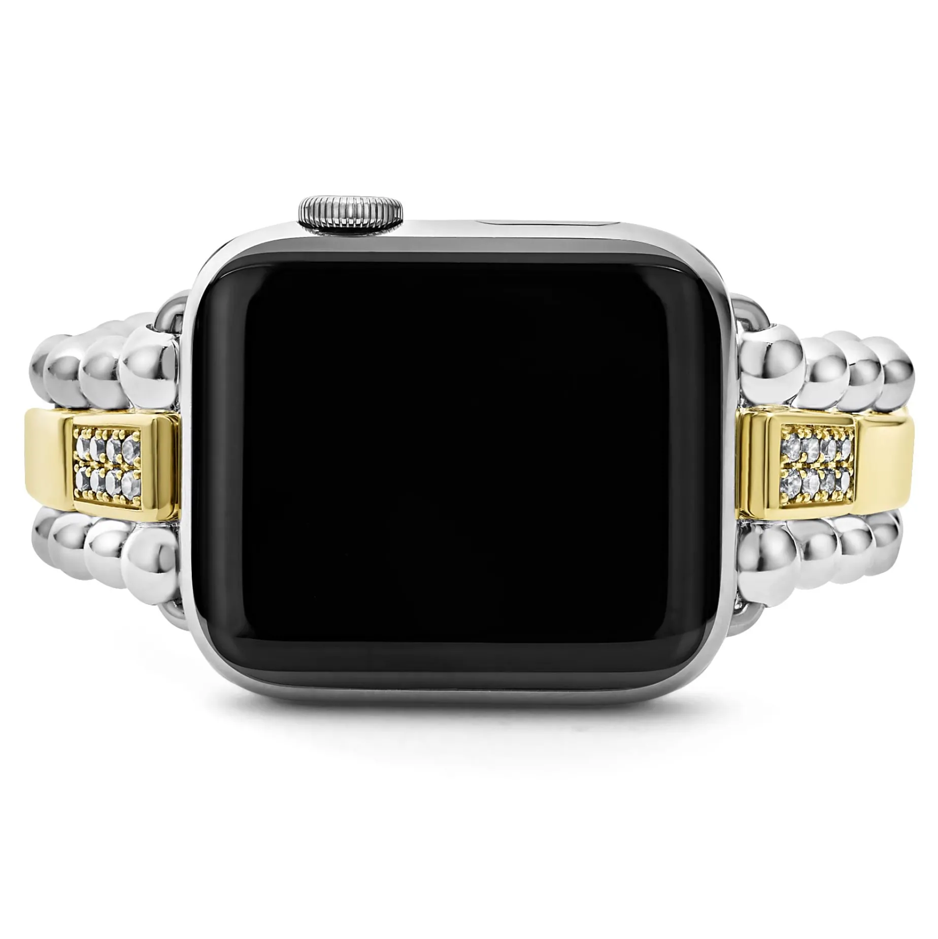 18K Gold and Sterling Silver Single Diamond Watch Bracelet-38-45mm